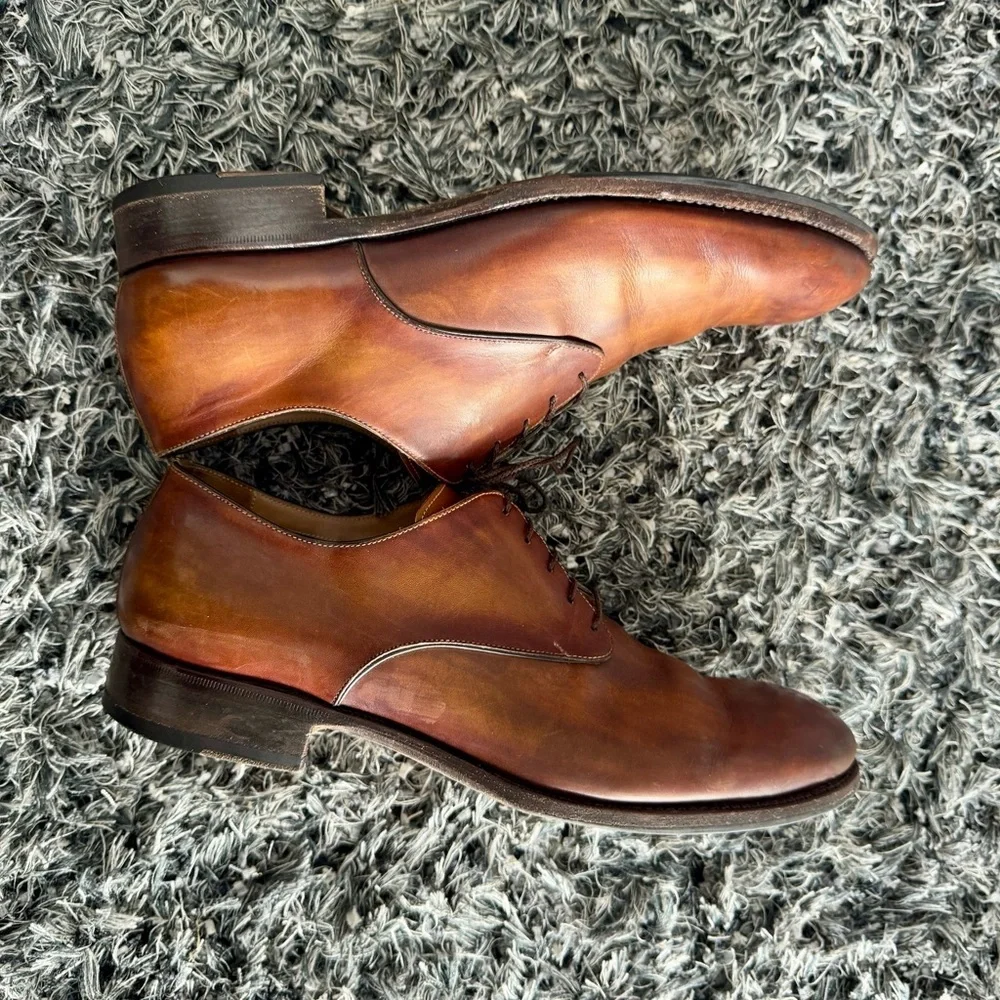 Harris Handmade Italian Leather Oxfords – Brown Patina size 9 1/2 - Picture 7 of 9